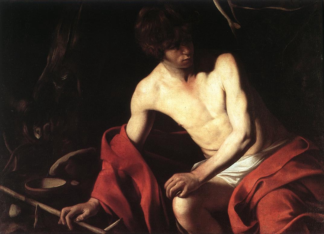 カラヴァッジョ　「洗礼者聖ヨハネ」　1603-04　　Oil on canvas, 94 x 131 cm　　ローマ国立美術館（パラッツォ・コルシーニ）
